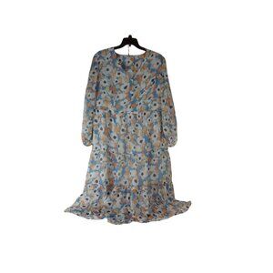 Joie Womens Maxi Dress Multicolor Floral Woven Vneck Long Sleeve Tiered 2XL